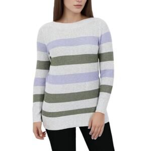 Market & Spruce Waffle Knit Boat Neck Striped Sweater - Gray Purple NWT Size XL